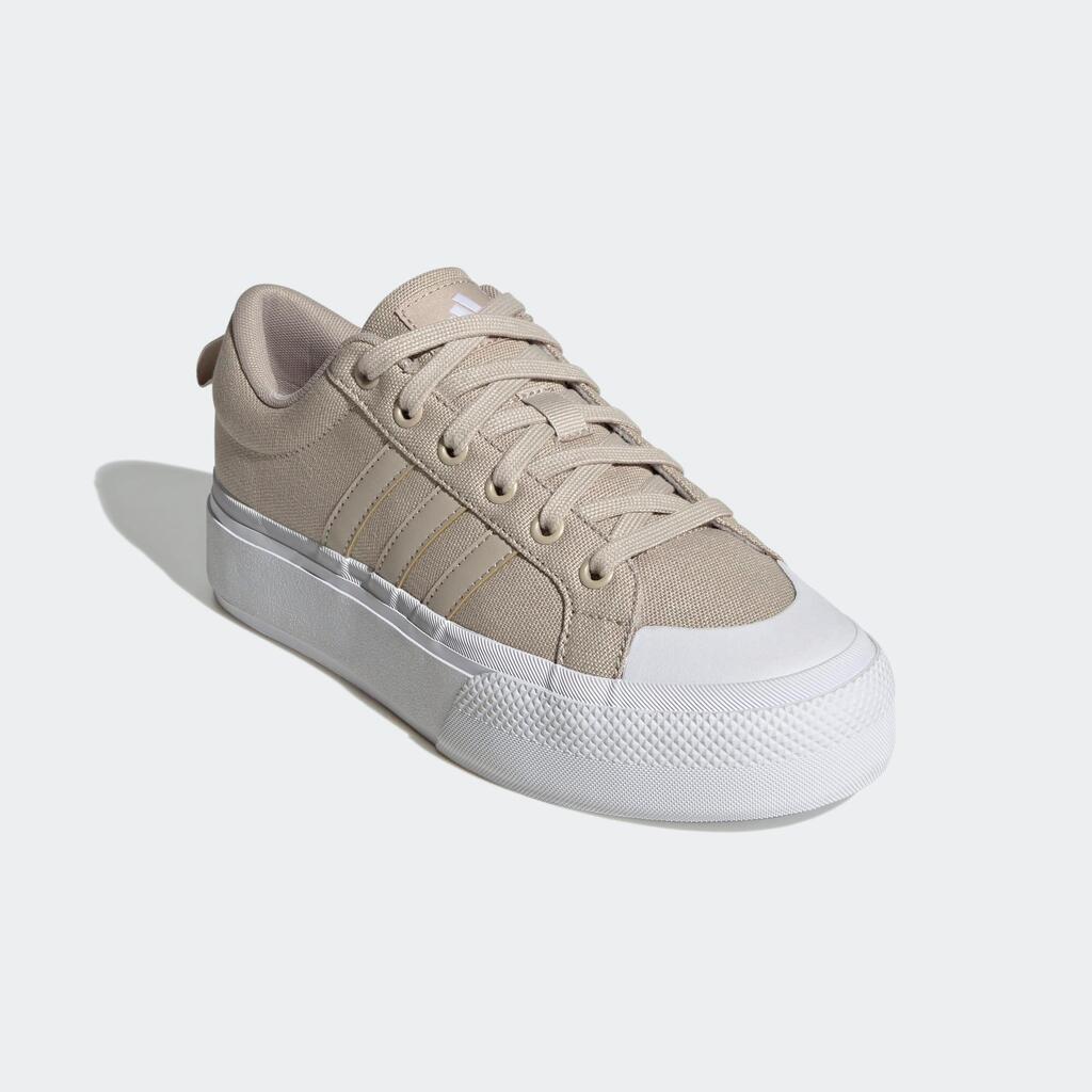 WOMEN'S ADIDAS BRAVADA PLATFORM WALKING TRAINERS - BEIGE